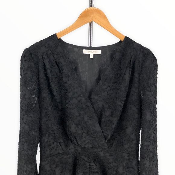 Wayf Rae Black Puff Long Sleeve Ruched Mini Dress size Large - Picture 6 of 14